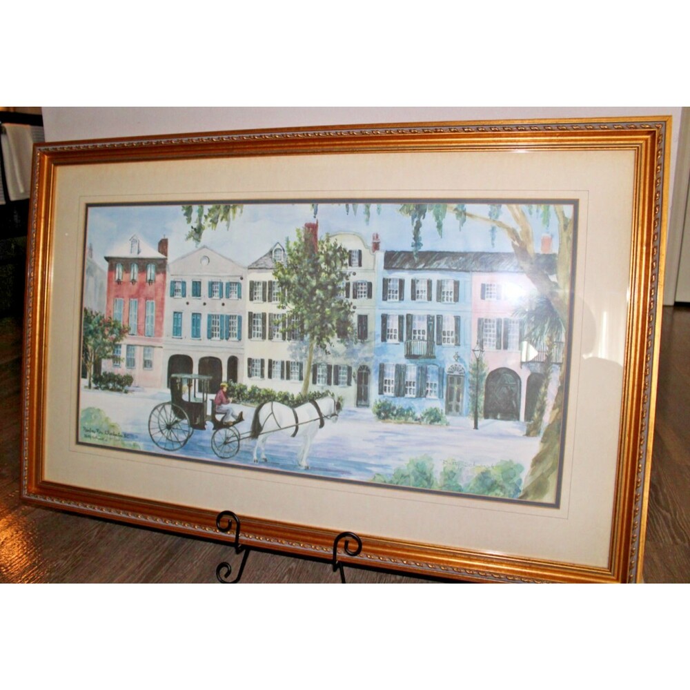 Betty Schwark Rainbow Row Charleston SC Signed Numbered Framed Print 759/2000